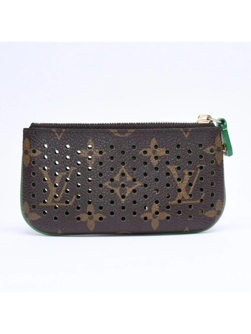 Louis Vuitton Perfo Pochette Cles Coin Purse Monogram Brown Green